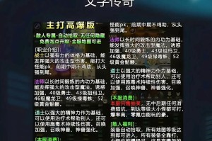 纯文字传奇游戏攻略（揭秘纯文字传奇游戏中最强大的战术和技巧，助你征服沙城！）